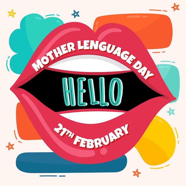 Vector flat international mother language day illustration