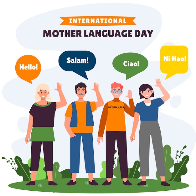 Vector flat international mother language day illustration