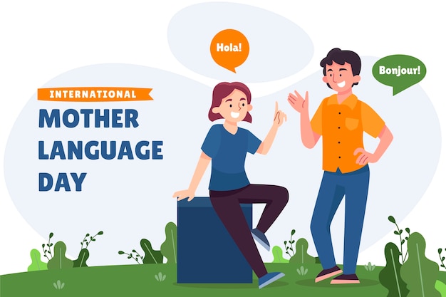 Vector flat international mother language day illustration