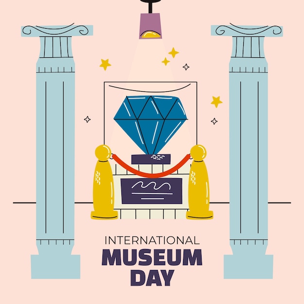 Vector flat international museum day illustration