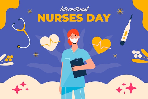 Flat international nurses day background