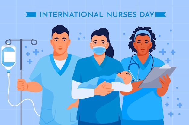 평면 국제 간호사의 날 배경