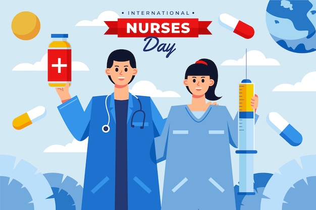 Vector flat international nurses day background