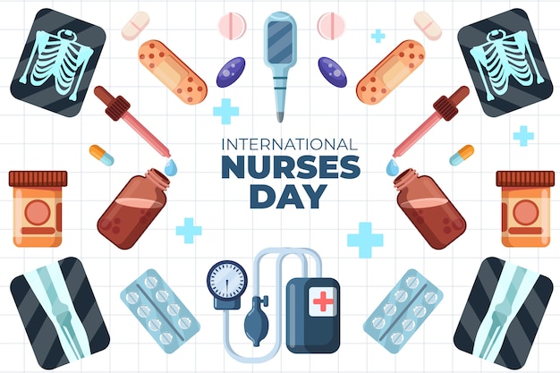 Плоский международный день медсестер фон