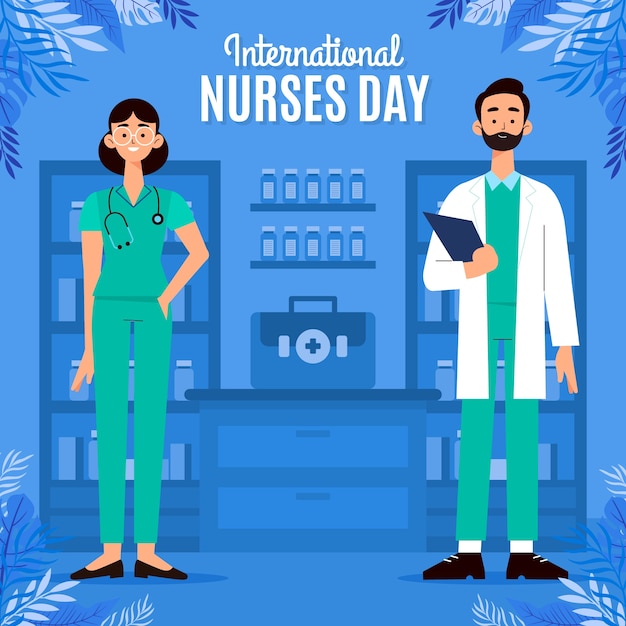 Flat international nurses day illustration