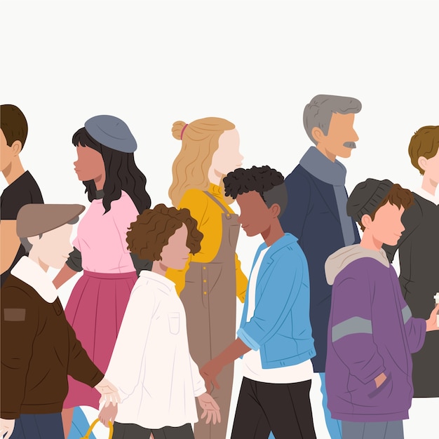 Vector flat international people silhouette illustration