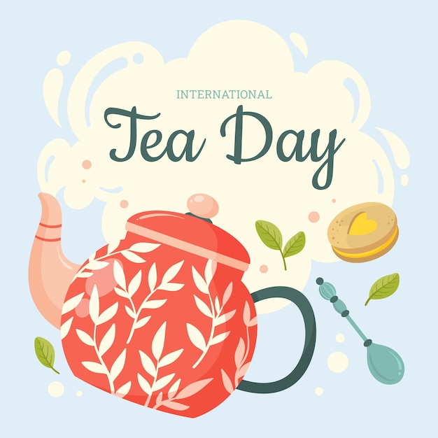 flat international tea day illustration