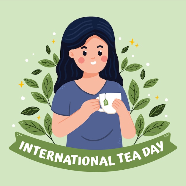 Flat international tea day illustration