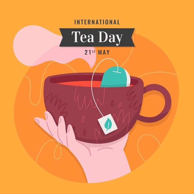 Vector flat international tea day illustration