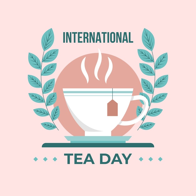 Vector flat international tea day illustration