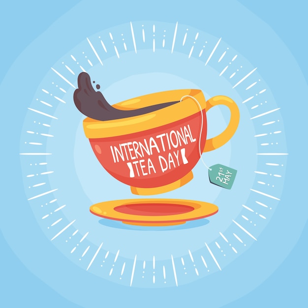 Vector flat international tea day illustration