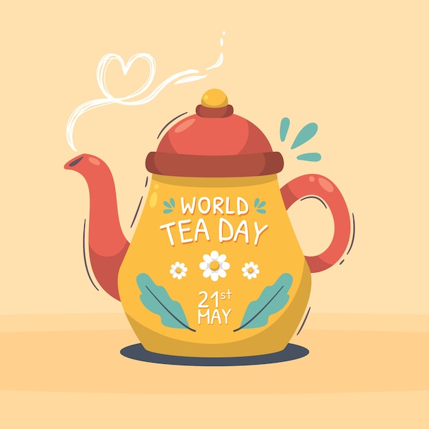 Flat international tea day illustration