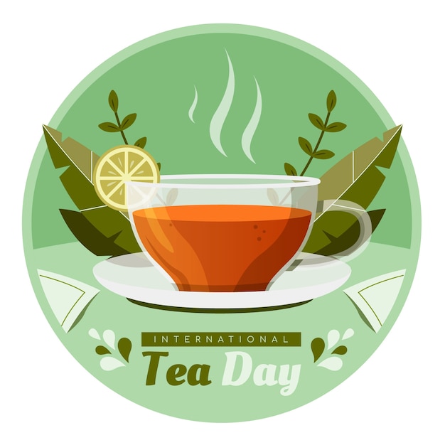 Vector flat international tea day illustration