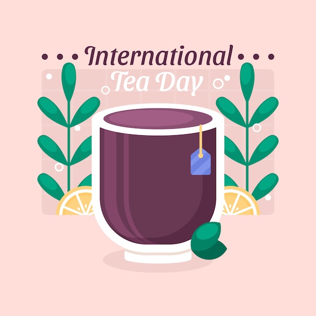 Flat international tea day illustration