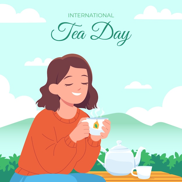 Vector flat international tea day illustration