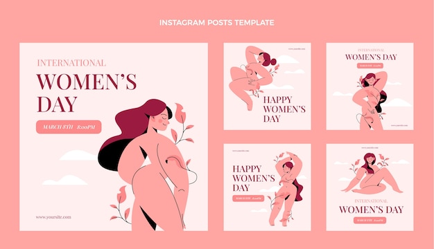 Collezione di post instagram per la giornata internazionale della donna piatta