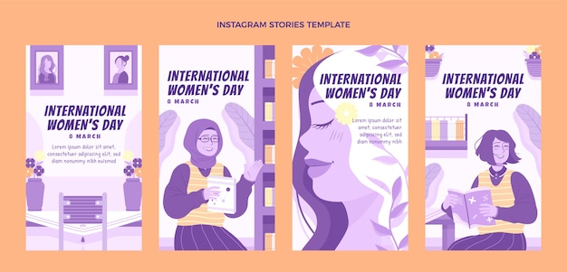 Vector flat international women's day instagram stories collection