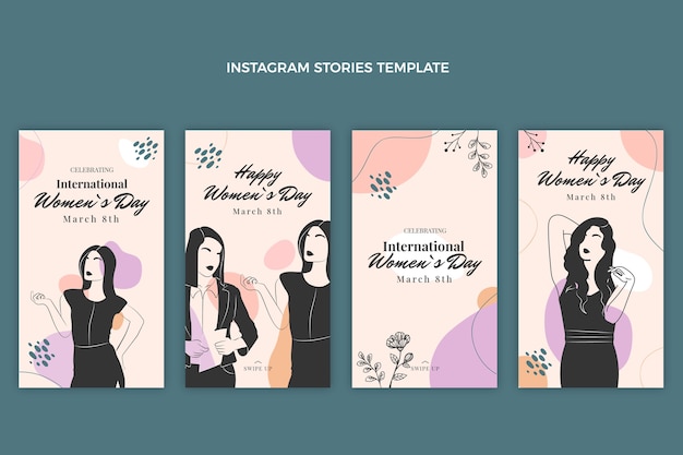 Vector flat international women's day instagram stories collection