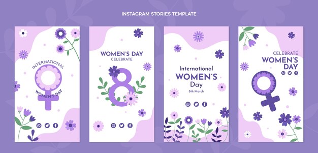 Flat international women's day instagram stories collection