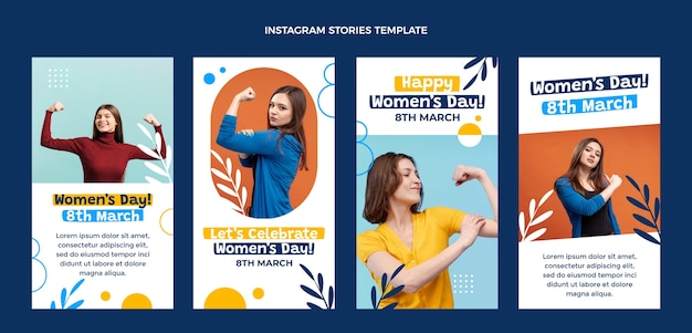 Flat international women's day instagram stories collection