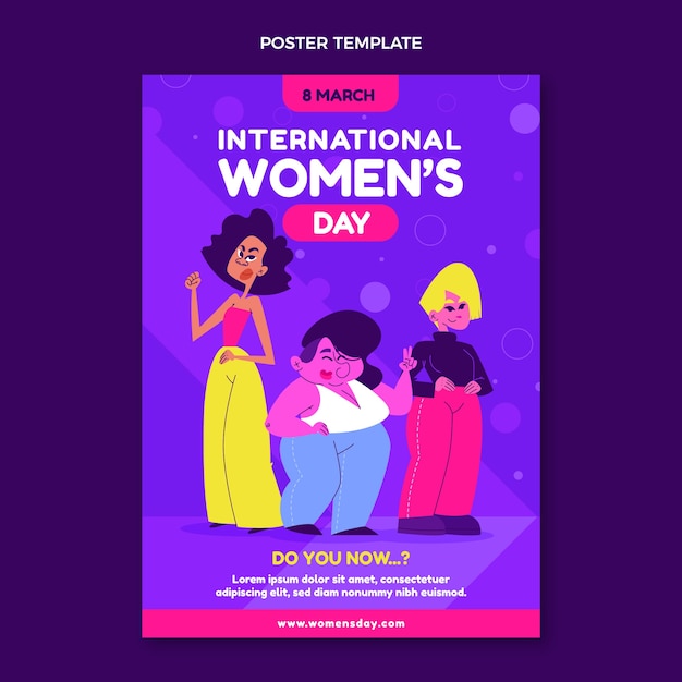 Vector flat international women's day invitation template