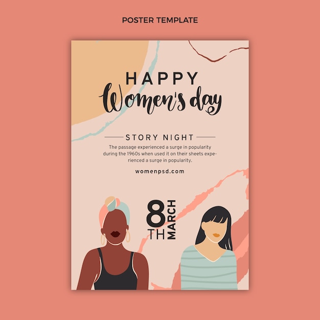 flat international women's day vertical poster template