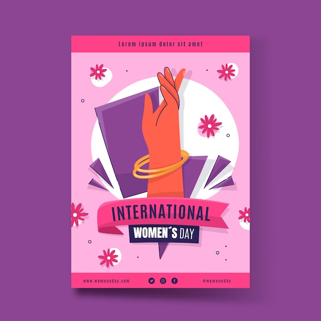 Vector flat international women's day vertical poster template