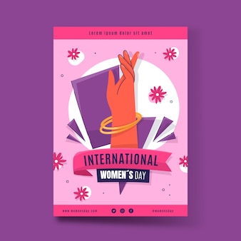 Modello di poster verticale piatto per la festa della donna internazionale
