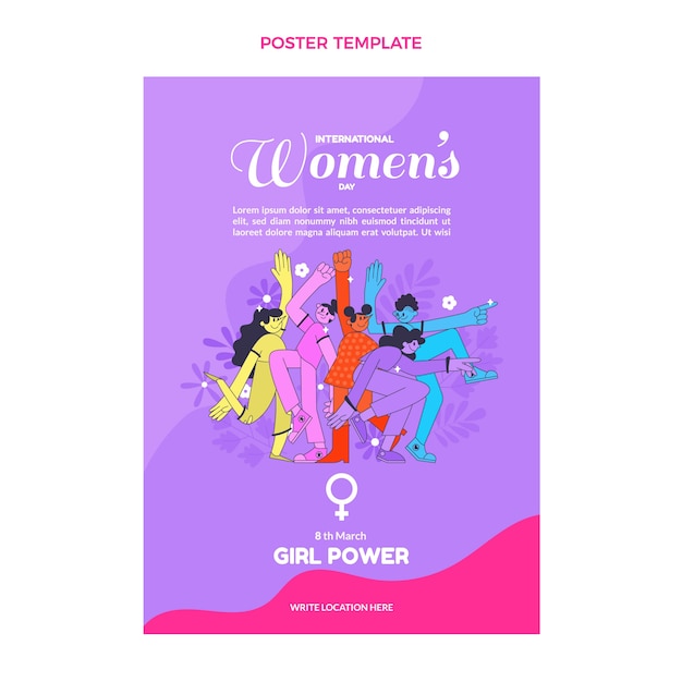 Flat international women's day vertical poster template