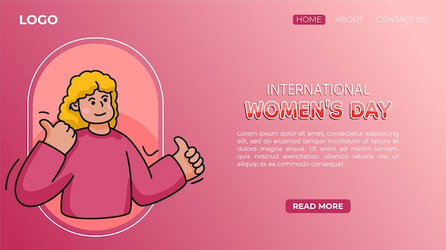 Modello di pagina di destinazione per la giornata internazionale della donna piatta