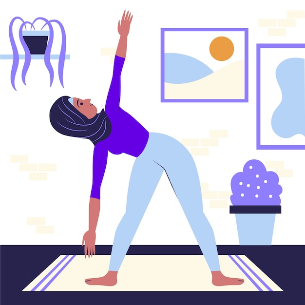 Vector flat international yoga day illustration