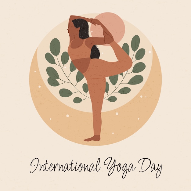flat international yoga day illustration