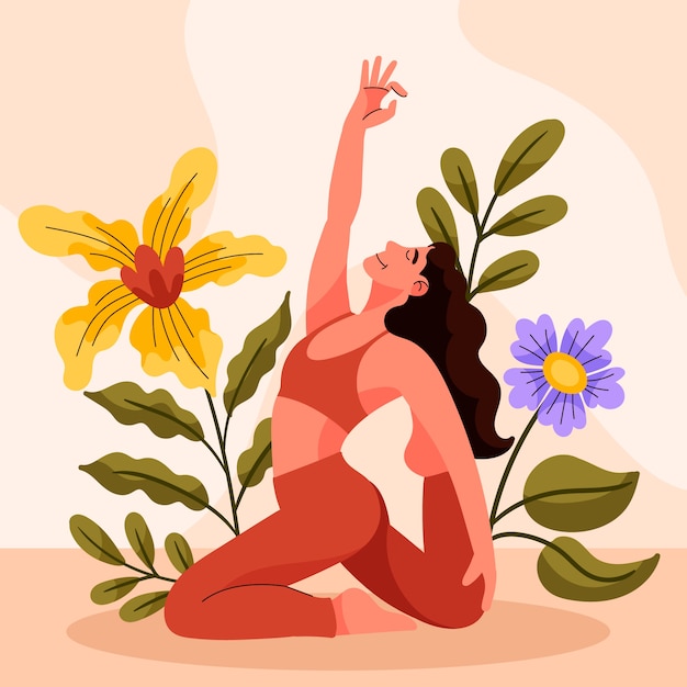 flat international yoga day illustration