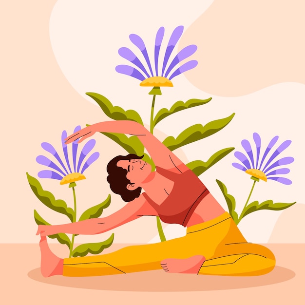 flat international yoga day illustration