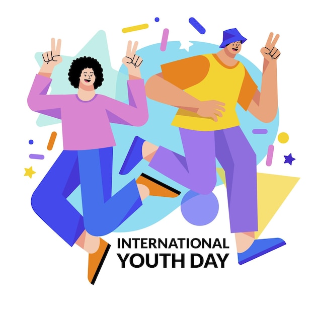 Flat international youth day illustration