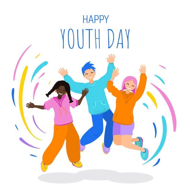 Flat international youth day illustration