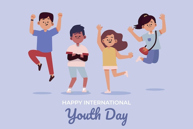 Flat international youth day illustration