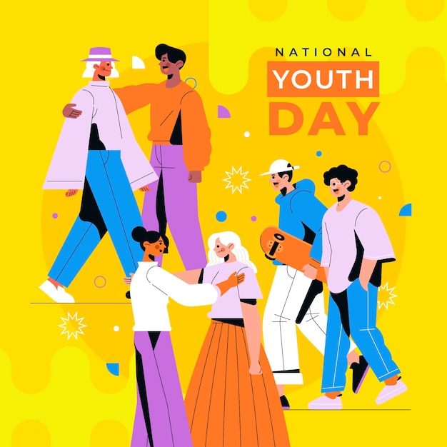 flat international youth day illustration