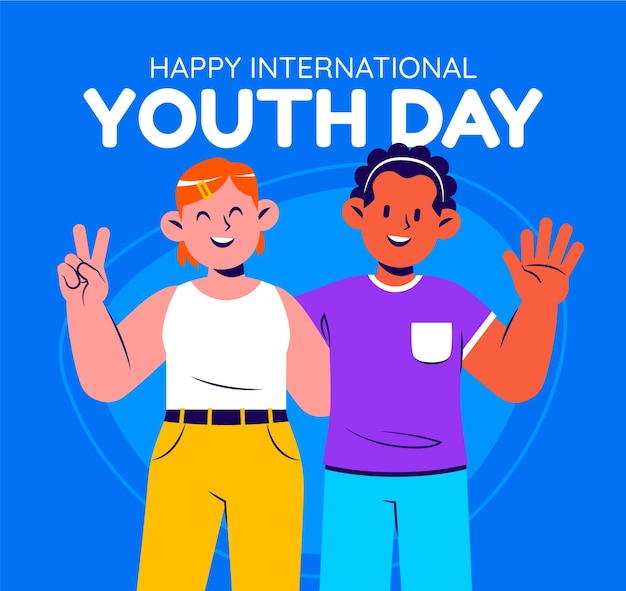 Vector flat international youth day illustration