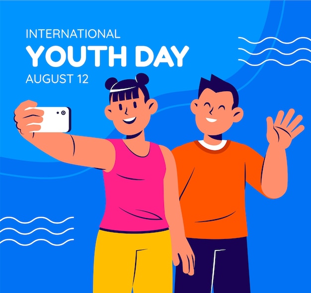 Vector flat international youth day illustration