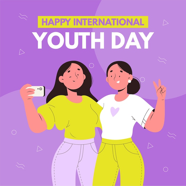 Flat international youth day illustration