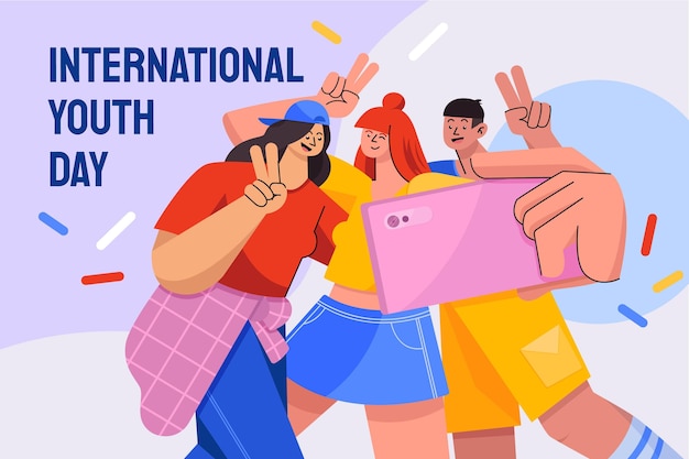 Flat international youth day illustration