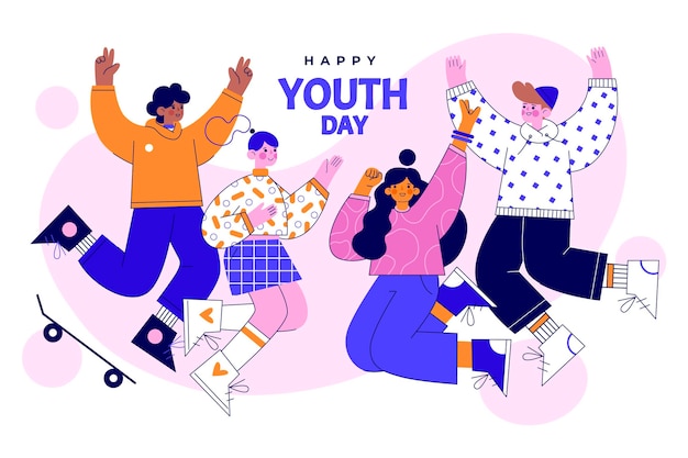 flat international youth day illustration