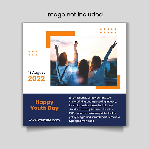 Flat international youth day post and banner