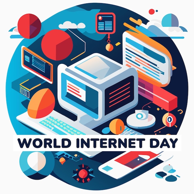 Flat internet day illustration