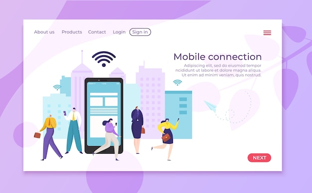 Flat internet network for people illustration