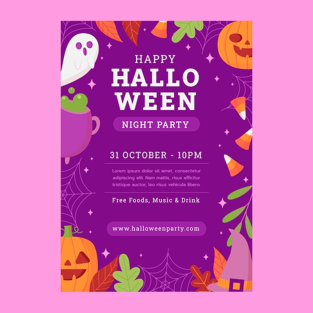 Flat invitation for halloween season