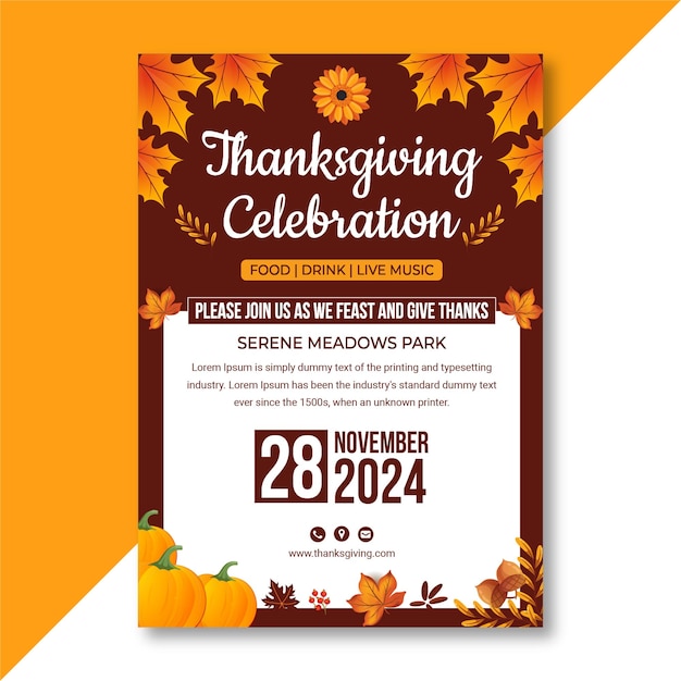 Flat invitation template for thanksgiving celebration