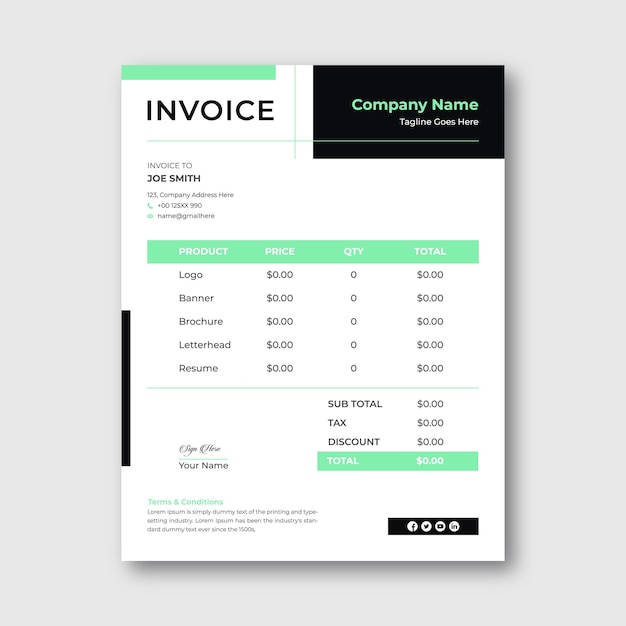 Flat invoice template