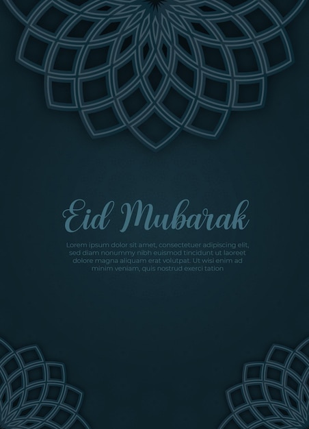 Flat islamic eid mubarak poster template design